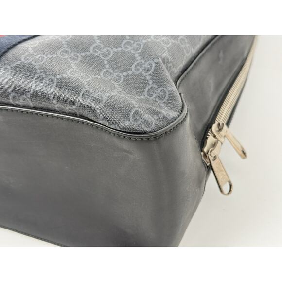 Gucci GG Supreme Black/Grey Coated Canvas Vintage Web Backpack - Picture 8 of 16